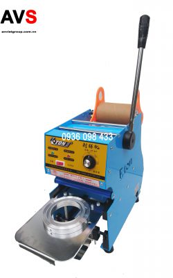 Máy dán ép dập đậy nắp miệng ly cốc Eton