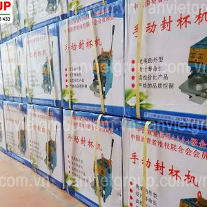 Máy dán ép dập đậy nắp miệng ly cốc Eton