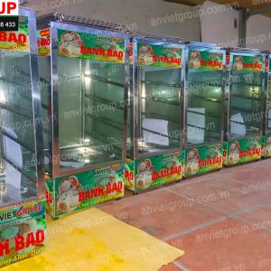 Tủ máy hấp nóng giữ nhiệt trưng bày bảo quản bánh bao mini để bàn An Việt