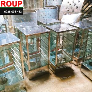 Tủ máy hấp nóng giữ nhiệt trưng bày bảo quản bánh bao mini để bàn An Việt