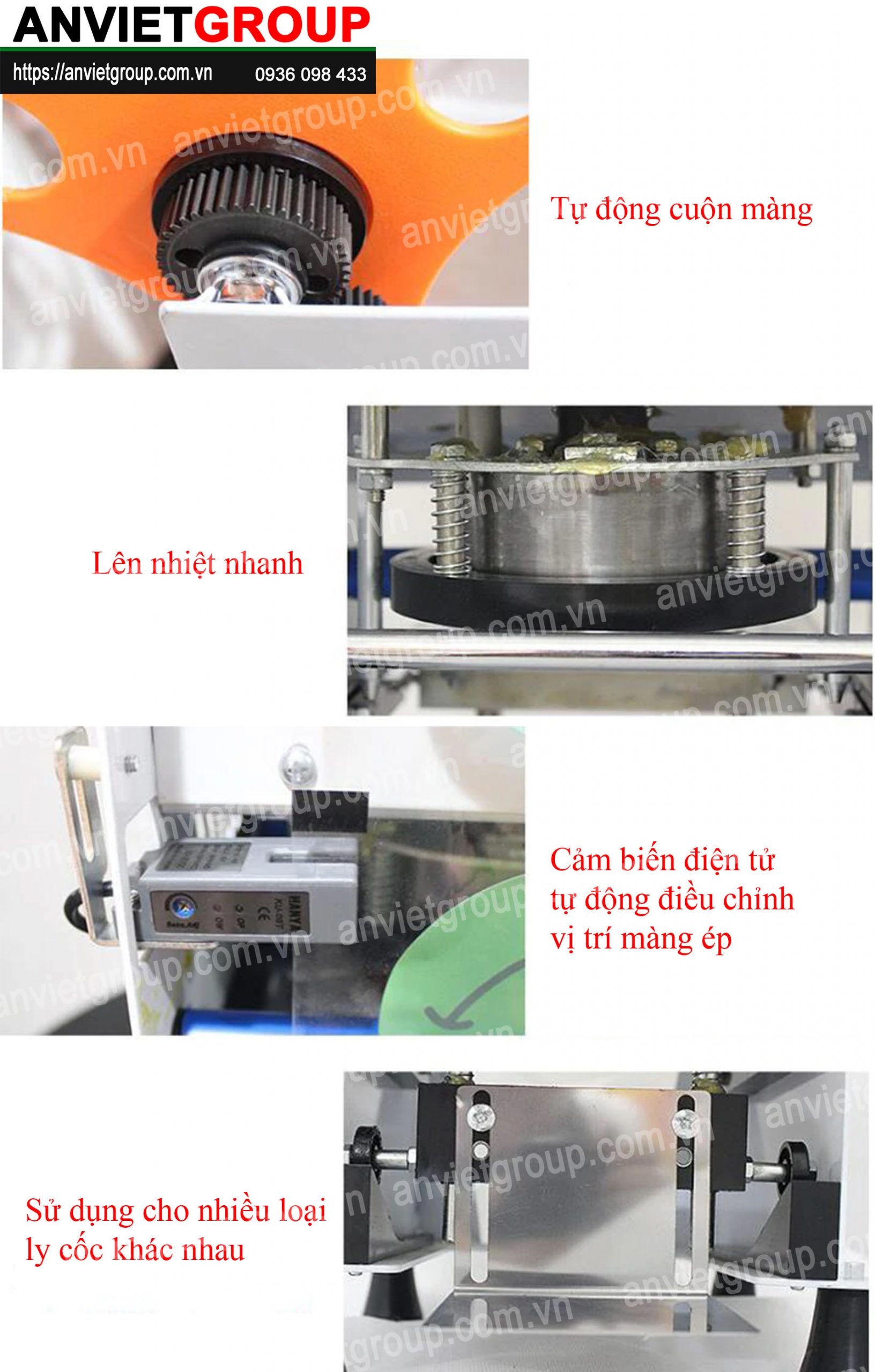 Máy dán ép dập đậy nắp miệng ly cốc bán bán tự động cuộn màng Eton B9 Máy dán ép dập đậy nắp miệng ly cốc bán bán tự động cuộn màng Eton B9