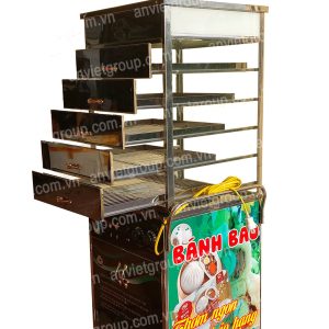 Tủ trưng bày hấp nóng bánh bao có bánh xe 5 tầng An Việt BB5C140