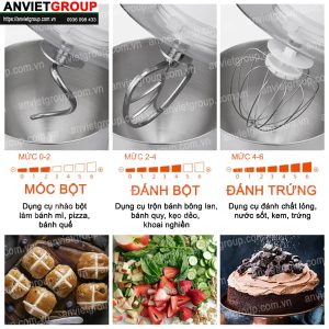 Máy đánh trứng trộn bột xay sinh tố đùn thịt đa năng 6 lít ( 6L ) 3 trong 1 An Việt All in One - RC6L3N 4 Máy đánh trứng trộn bột FEST RC6L3N