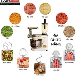 Máy đánh trứng trộn bột xay sinh tố đùn thịt đa năng 6 lít ( 6L ) 3 trong 1 An Việt All in One - RC6L3N 3 Máy đánh trứng trộn bột FEST RC6L3N