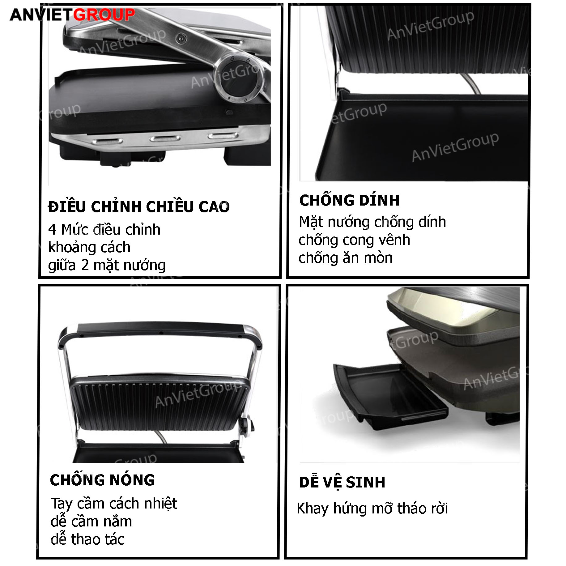 Máy kẹp nướng bánh mì bán công nghiệp TS9663 An Việt Máy kẹp nướng bánh mì bán công nghiệp TS9663 An Việt